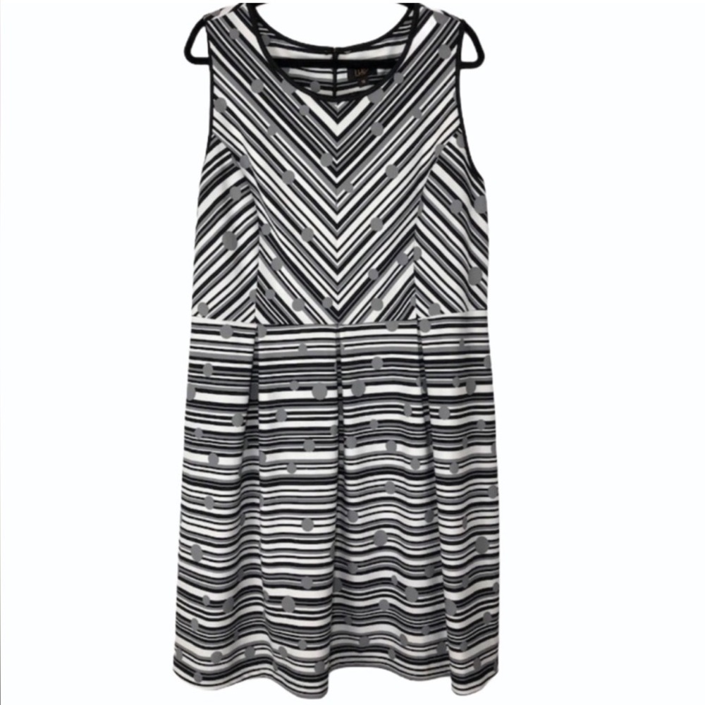 ILE striped fit & flare scuba crepe midi dress 18